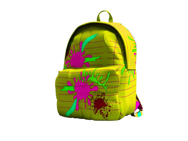 黄色书包和斑点右视图3d渲染在白色背景上没有阴影图片下载