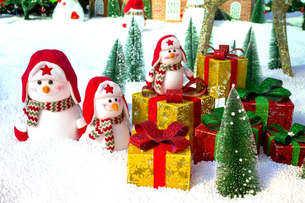 圣诞树雪人圣诞节新年贺卡图片下载