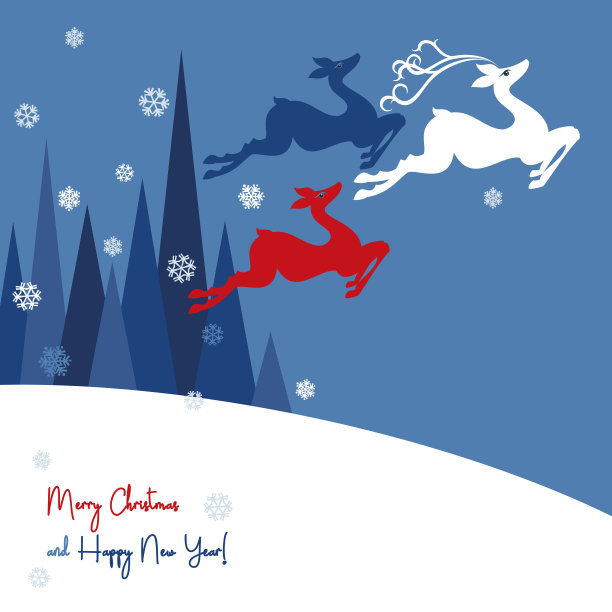 冬天的假期。运行圣诞鹿图片下载