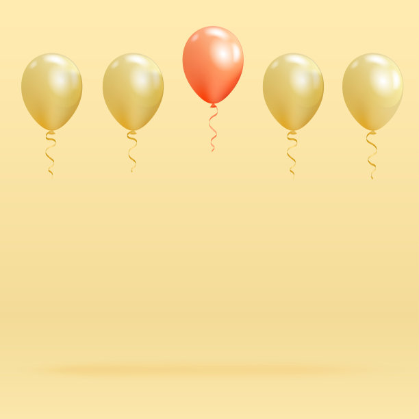 真实光滑的氦气球漂浮在蓝色背景上。3D气球海报，领导力和个性的概念。矢量插图在柔和的颜色。图片下载