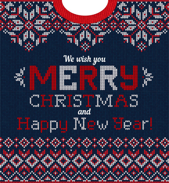 丑陋的毛衣圣诞派对贺卡。针织底纹斯堪的纳维亚式图片下载