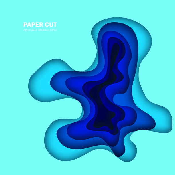 3D抽象背景与剪纸形状。矢量设计布局的商业演示文稿，传单，海报和邀请。彩色雕刻艺术-蓝色图片下载