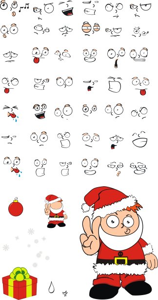 圣诞小孩圣诞老人服装卡通集图片下载