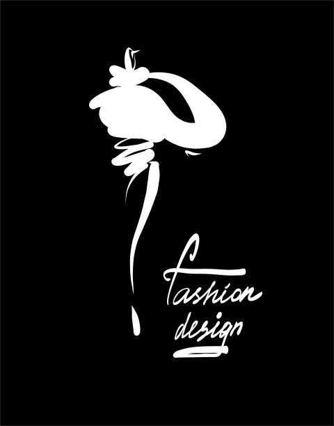 时尚女孩素描手绘，程式化轮廓孤立。图片下载