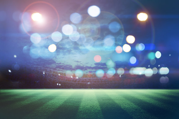 晚上的灯光和足球场的3d渲染。混合的照片图片下载