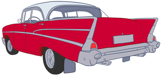 美式汽车素描矢量图图片下载