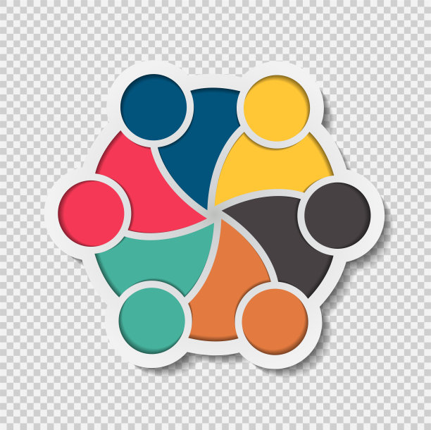 会议团队会议室人标志。六人一组围成一圈图片下载