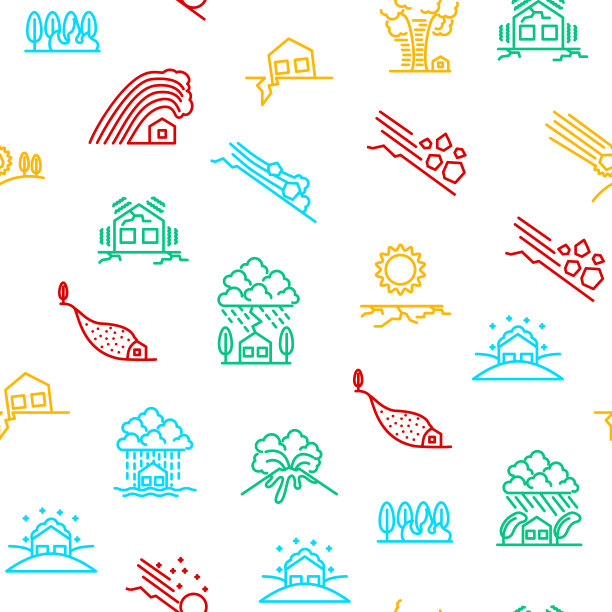 自然灾害迹象细线无缝模式背景。向量图片下载