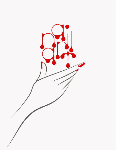 指甲艺术矢量插图。美丽的女人手与优雅的美甲图片下载