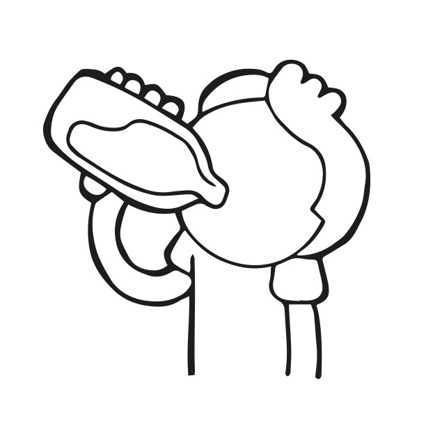 矢量手绘卡通的人喝水的瓶子图片下载