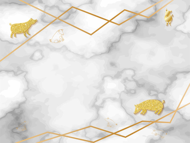 2019中国猪年概念与金色矢量剪影，闪光，箔纹理，模板日历，海报，横幅，贺卡图片下载