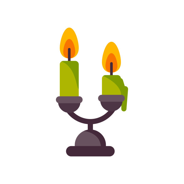 矢量插图蜡烛在枝形吊灯孤立的白色背景。万圣节设计元素。图片下载