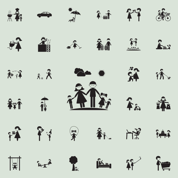 家人在walkicon上。家庭图标普遍设置为网络和移动图片下载