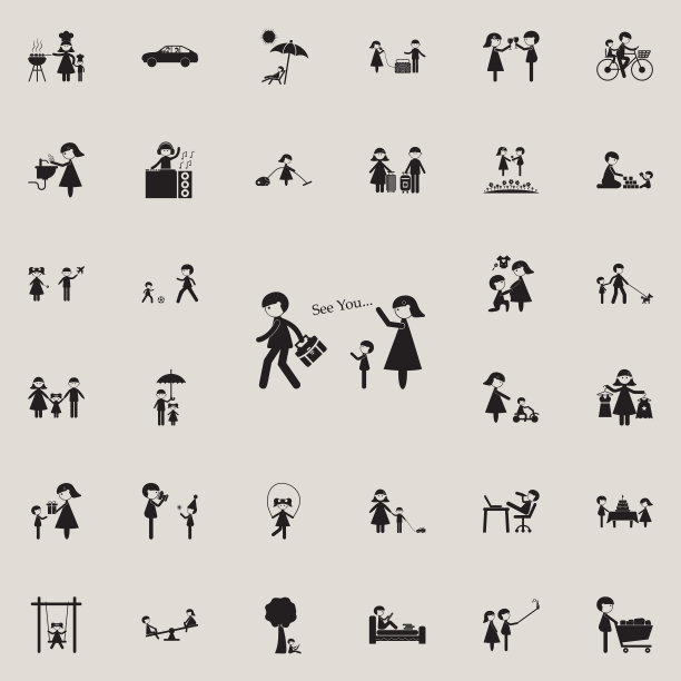 家人送别父亲。家庭图标普遍设置为网络和移动图片下载