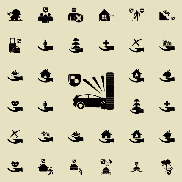 汽车撞上了wallicon。保险图标通用设置为网络和移动图片下载