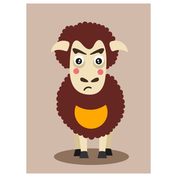 可爱可爱的动物家畜绵羊吉祥物，卡通人物图片下载