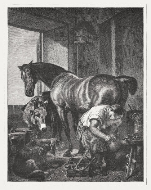 制鞋工，木刻，1876年出版图片下载