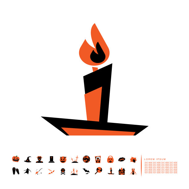 万圣节蜡烛平面设计图片下载