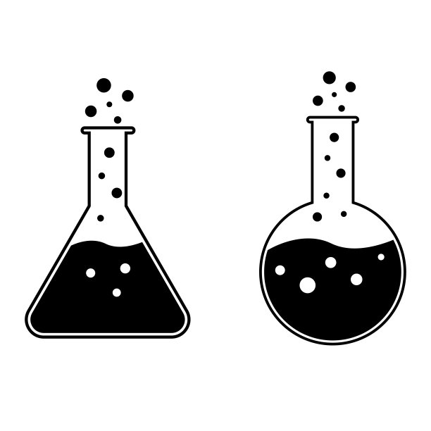 烧瓶图标，轮廓上的白色背景图片下载