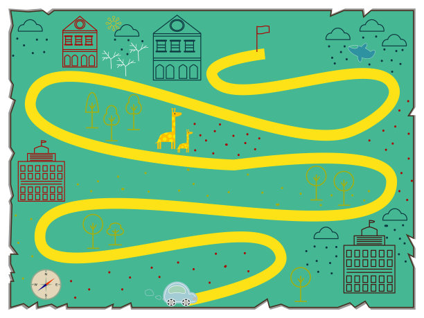 插图的创意藏宝图平面设计。图片下载