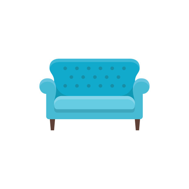 蓝色沙发布里奇沃特。矢量插图。沙发的平面图标。柔软的沙发上。图片下载
