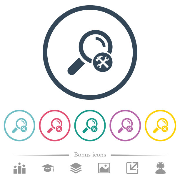 在圆形轮廓中自定义搜索平面颜色图标图片下载