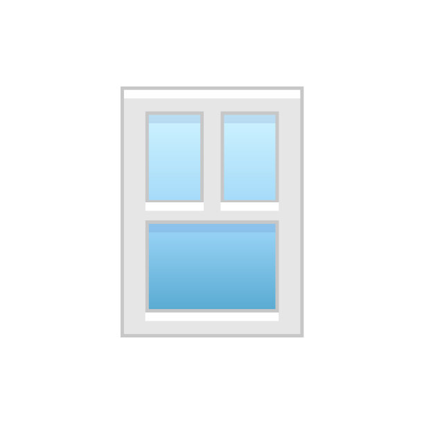 现代乙烯基窗扇的矢量插图。平面图标的铝窗与3个可移动的面板。孤立在白色背景上。图片下载