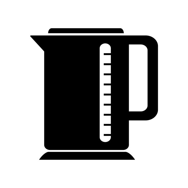 电热水壶图标，白色背景上的剪影图片下载