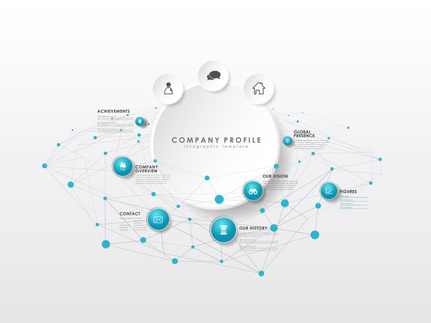 公司简介概述模板与圆和点。图片下载