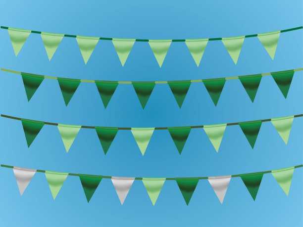 蓝色背景的绿丝带系在绳子上图片下载