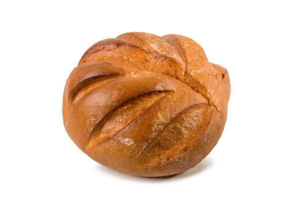 在白色背景上孤立的自制的圆形白面包图片下载