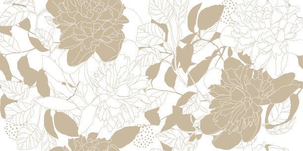 金色的牡丹和白色的叶子图片下载