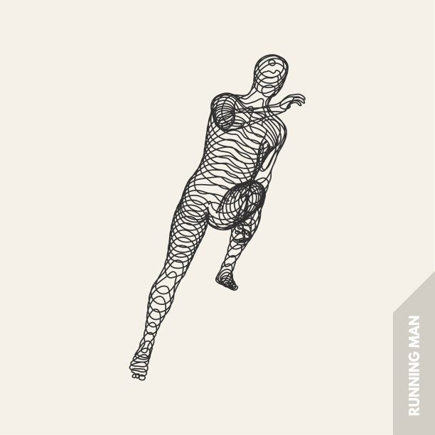 3 d跑步者。体育、商业、科技设计。矢量插图。人类的身体。图片下载