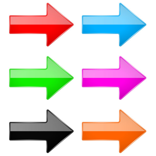 彩色闪亮的3d箭头。玻璃的网络图标图片下载