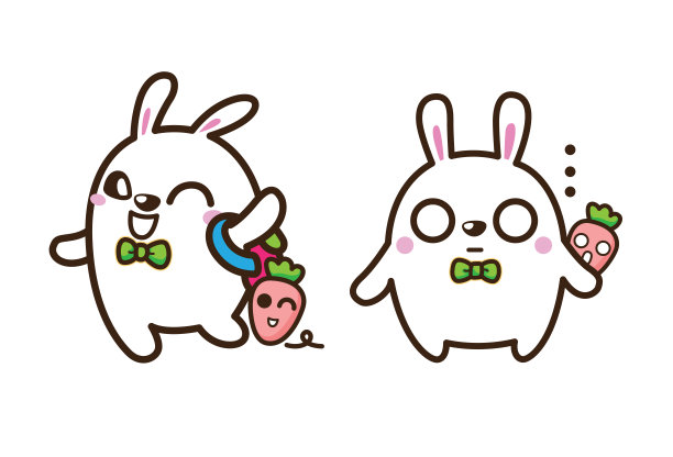 兔子角色在白色背景，矢量插图图片下载