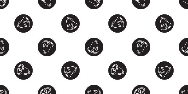 铃铛无缝图案矢量圣诞铃声铃铛图标新年快乐瓷砖背景重复墙纸围巾孤立图片下载