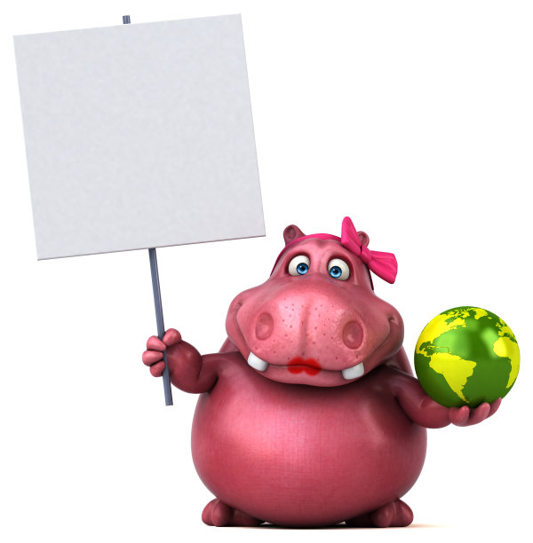 粉色河马- 3D插图图片下载