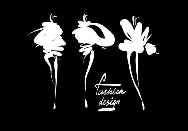 时装模特素描手绘，程式化的轮廓孤立。图片下载