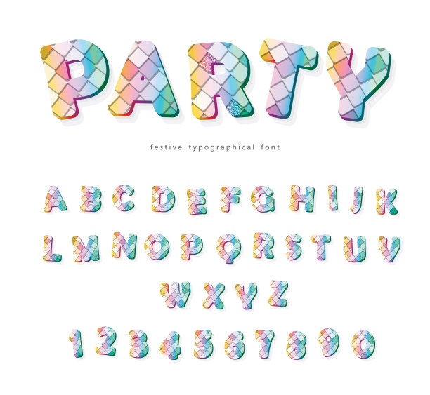 时髦的字体。亮片纹理的字母和数字。适合生日、时尚、t恤设计。图片下载