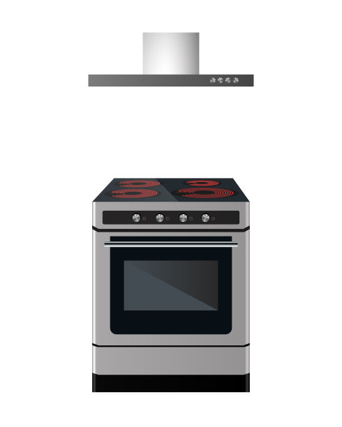 带排气通风的电炉。图片下载