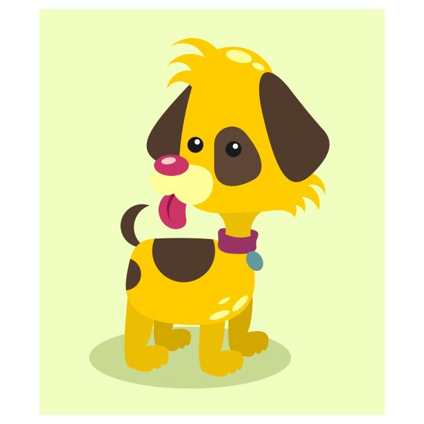 可爱的小黄狗或小狗，卡通人物图片下载