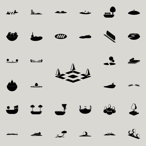 公园里有树的标志。公园和景观图标普遍设置为网络和移动图片下载