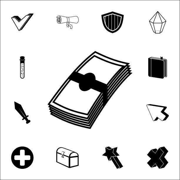 在游戏金钱图标上签字。适用于网页和手机的游戏图标图片下载