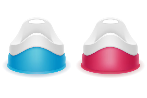 蓝色和粉红色的儿童便盆股票矢量插图图片下载