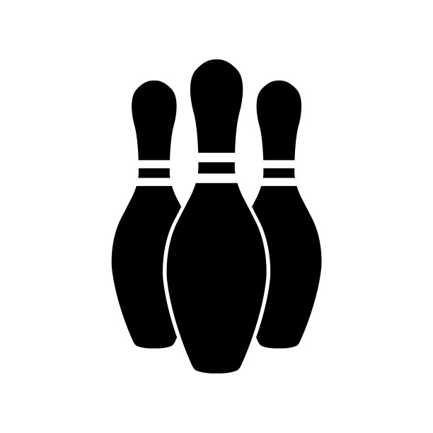 保龄球图标，白色背景上的剪影图片下载