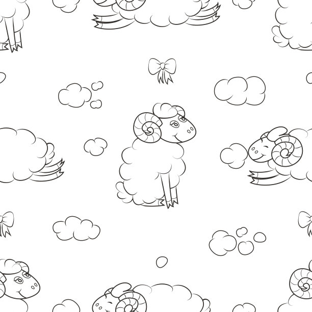 可爱的绵羊在云。图片下载