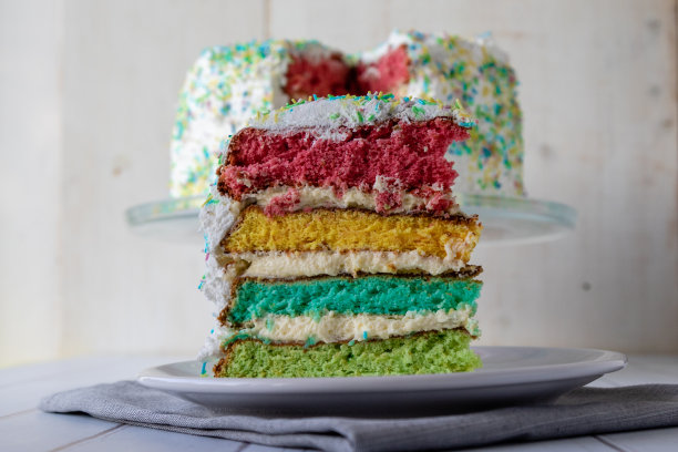 五彩缤纷的彩虹蛋糕甜点图片下载