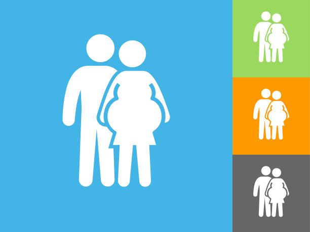 怀孕的平面图标上的蓝色背景图片下载