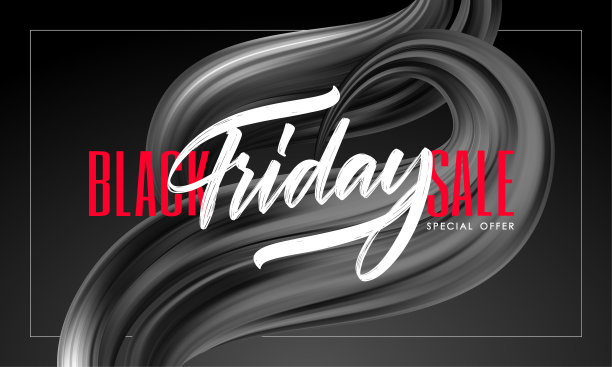 折扣背景与黑色星期五的字体组成的销售和笔触扭曲液体形状。图片下载