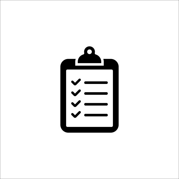 剪贴板清单图标，带有复选标记的黑色隔离清单图片下载